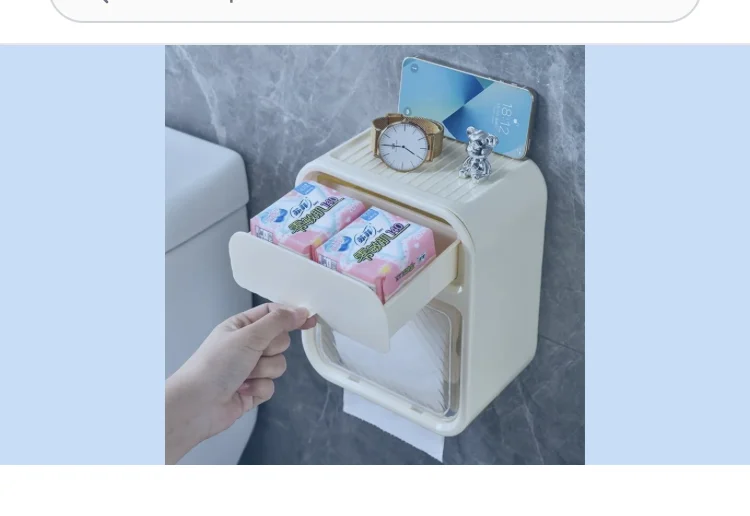 Protector  para papel higiénico con cajón para toallas