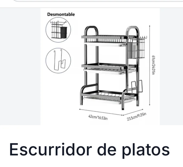 Escurridor de platos de 3 niveles